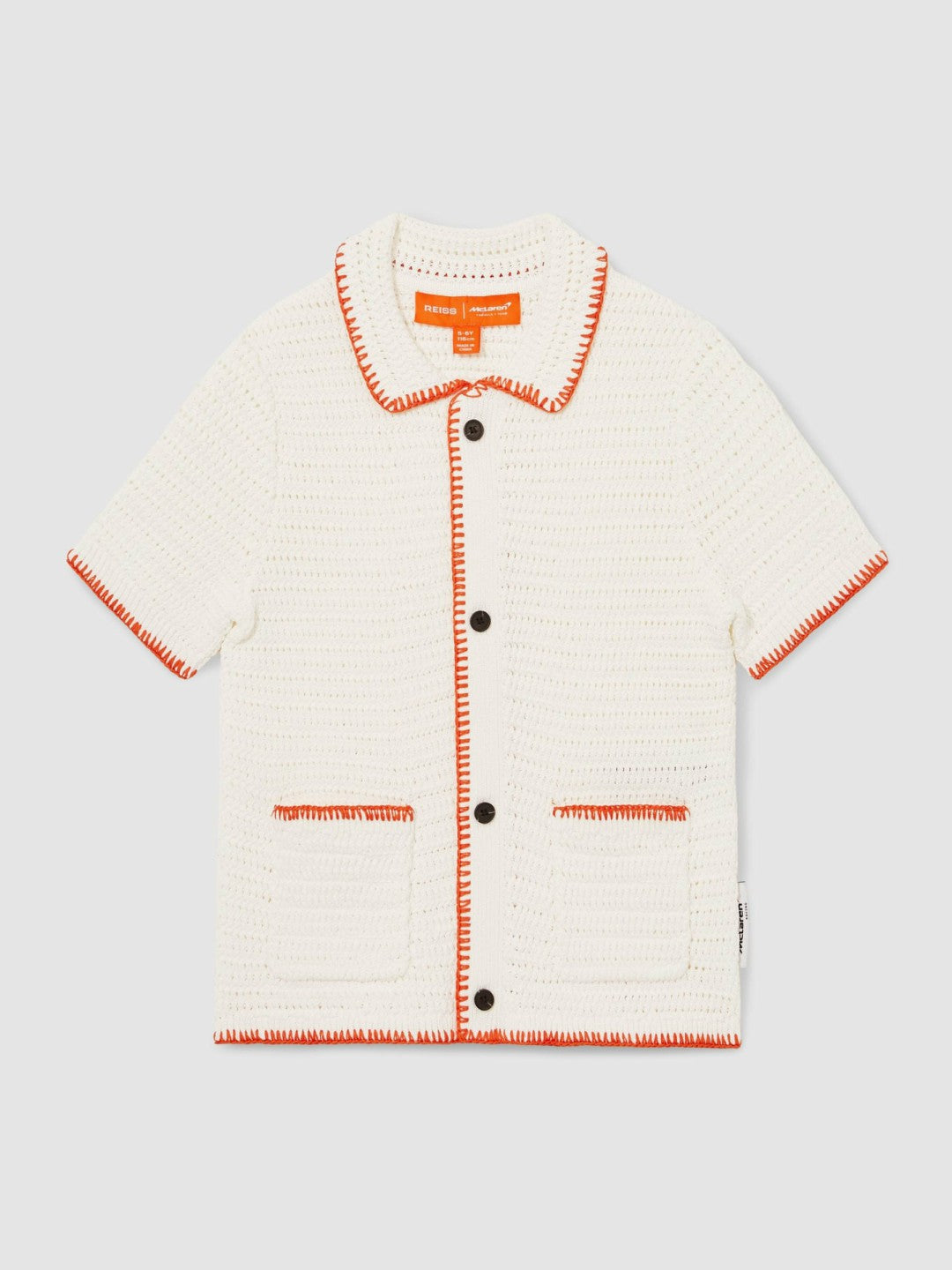 3-9 yrs McLaren F1 Team Crochet Shirt in Off White/Orange | Reiss Discount
