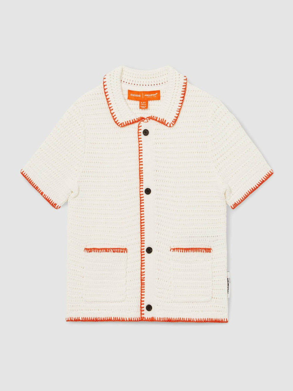 3-9 yrs McLaren F1 Team Crochet Shirt in Off White/Orange | Reiss Discount