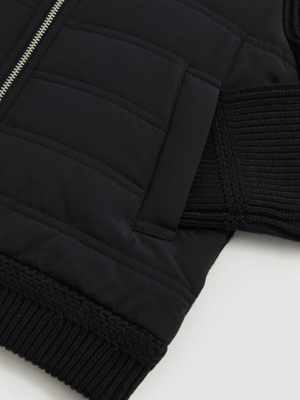 9-13 yrs Hybrid Quilt and Knit Zip Through Jacket in Navy | Reiss Onsale