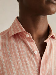 Linen Striped Long Sleeve Shirt in Pink Rose/White Bengal Stripe | Reiss Sale