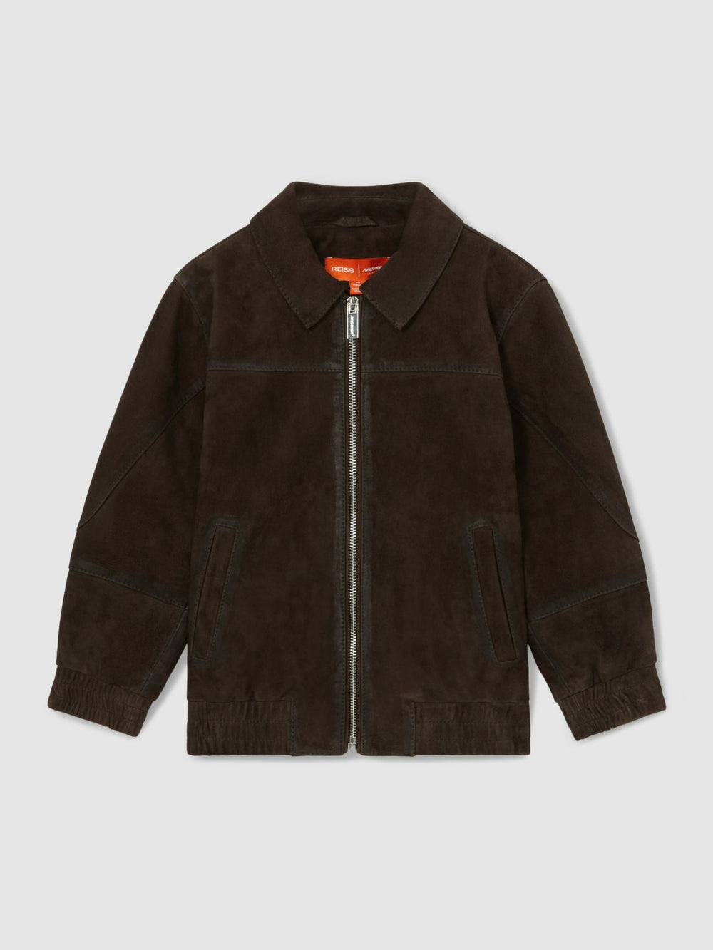 13-14 yrs Unisex Fit McLaren F1 Team Suede Bomber Jacket in Distressed Brown | Reiss