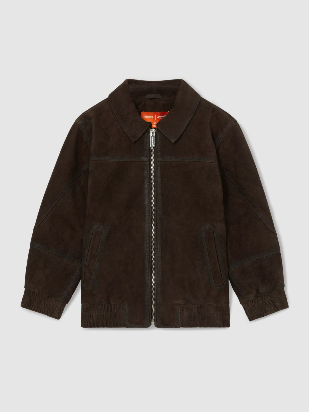 13-14 yrs Unisex Fit McLaren F1 Team Suede Bomber Jacket in Distressed Brown | Reiss