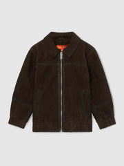 13-14 yrs Unisex Fit McLaren F1 Team Suede Bomber Jacket in Distressed Brown | Reiss