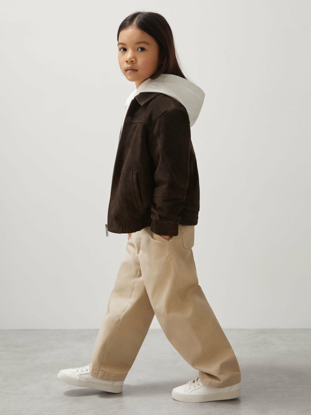 13-14 yrs Unisex Fit McLaren F1 Team Suede Bomber Jacket in Distressed Brown | Reiss