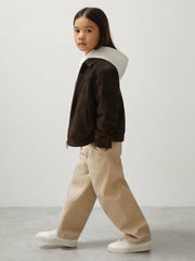 13-14 yrs Unisex Fit McLaren F1 Team Suede Bomber Jacket in Distressed Brown | Reiss