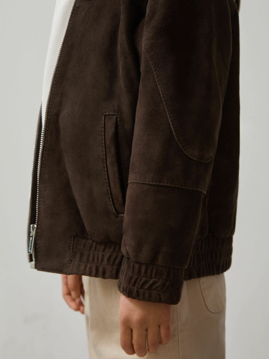 13-14 yrs Unisex Fit McLaren F1 Team Suede Bomber Jacket in Distressed Brown | Reiss
