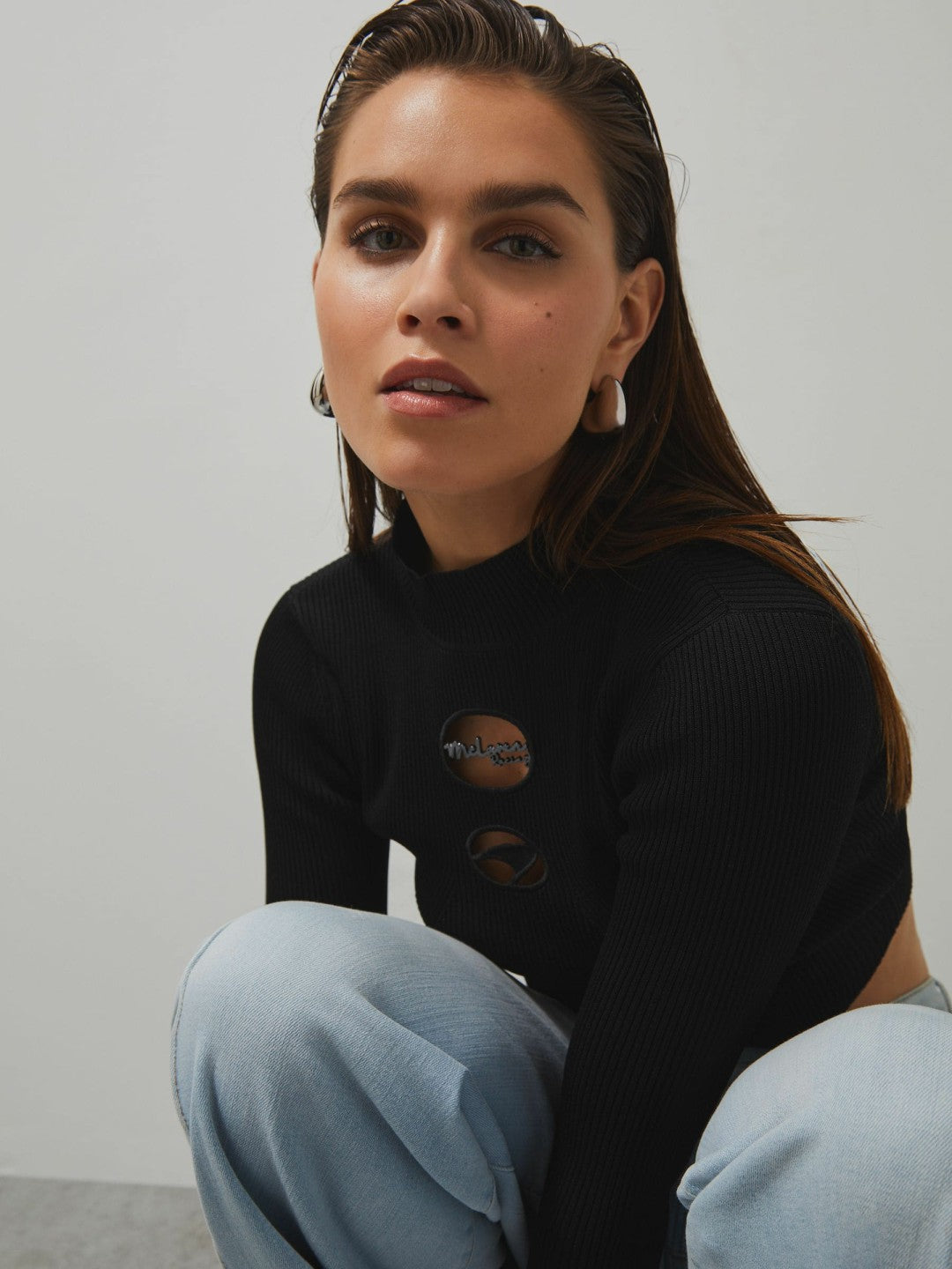 McLaren F1 Team Cut-Out Knit Crop Top in Black | Reiss Sale