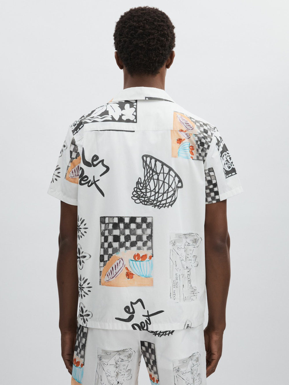 Les Deux Cotton Graphic-Print Shirt in Ivory Print | Reiss Onsale