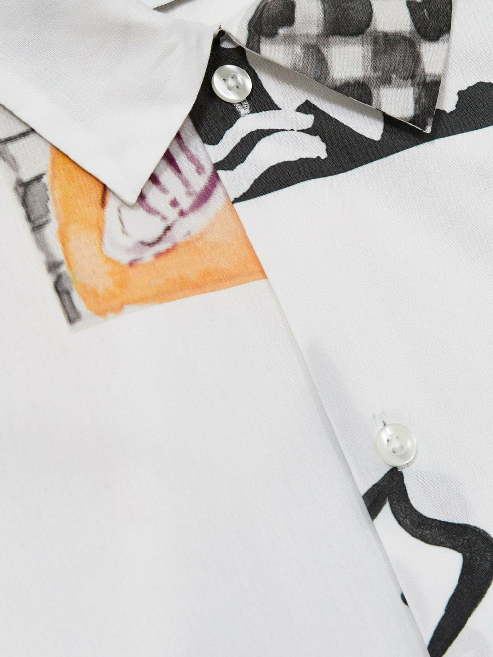 Les Deux Cotton Graphic-Print Shirt in Ivory Print | Reiss Onsale