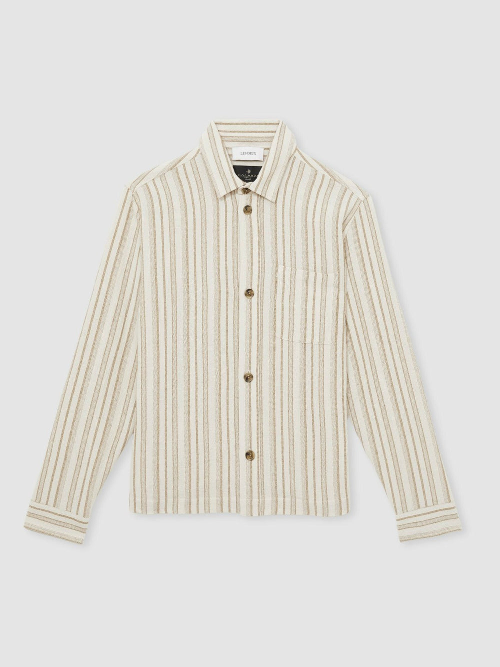 Les Deux Cotton-Blend Stripe Overshirt in Ivory | Reiss Near Me