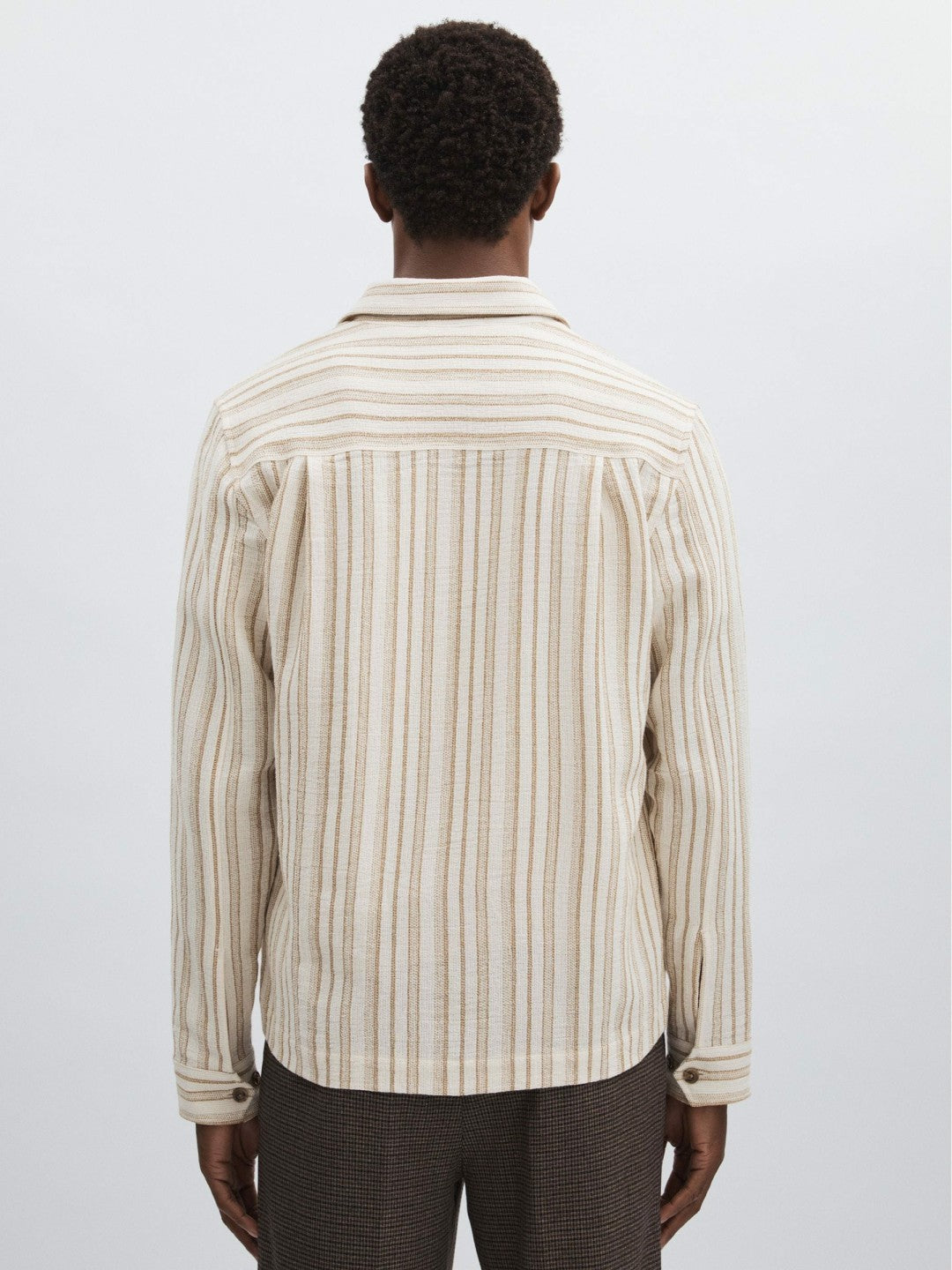 Les Deux Cotton-Blend Stripe Overshirt in Ivory | Reiss Near Me