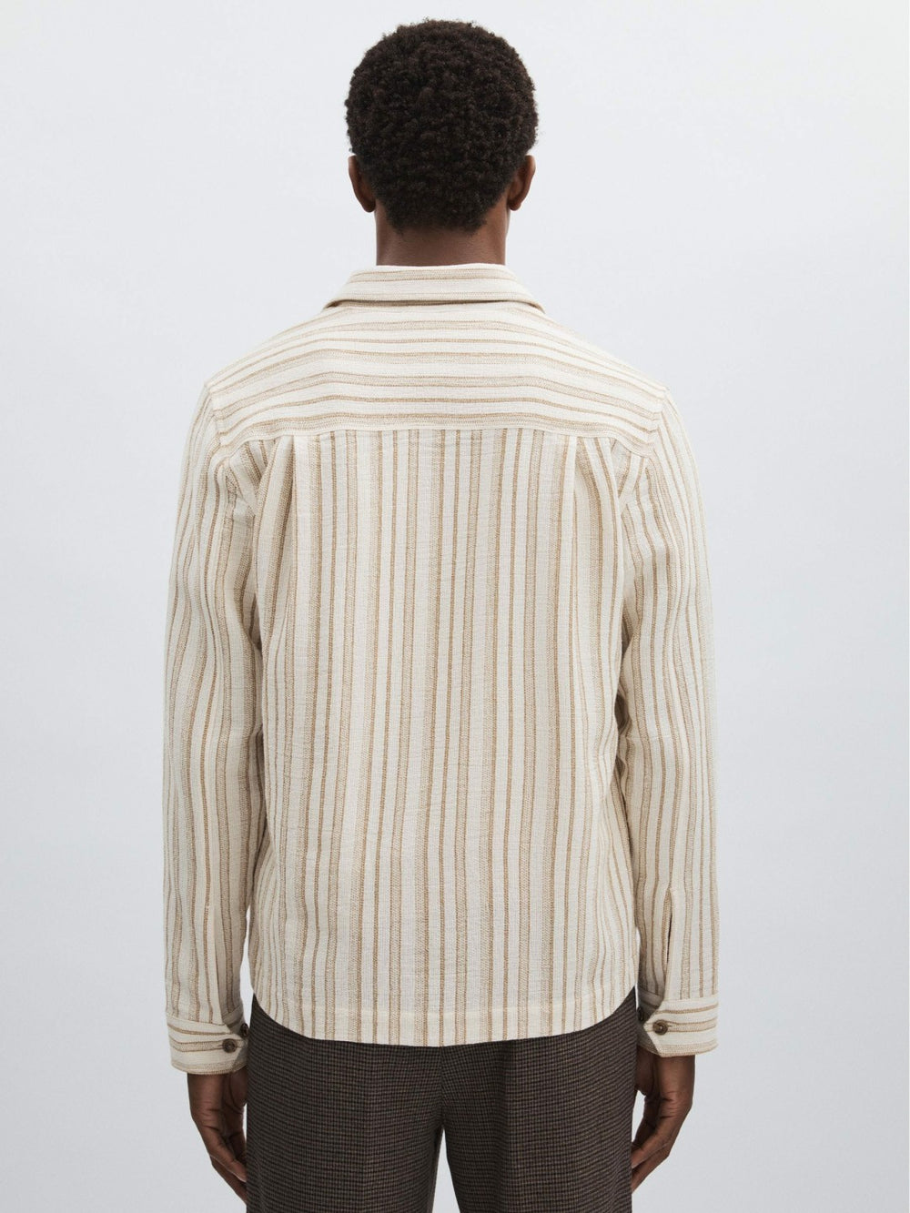 Les Deux Cotton-Blend Stripe Overshirt in Ivory | Reiss Near Me
