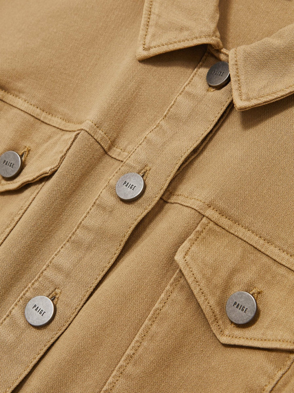 Paige Fern Beige Denim Button Through Mini Dress in Fern Beige | Reiss