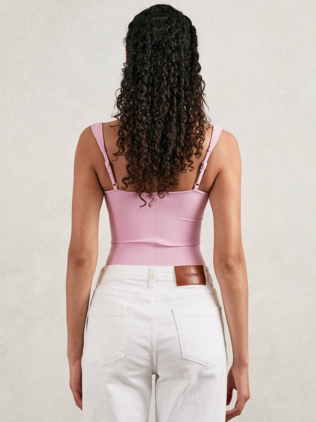 Good American Scuba Sweetheart Bodysuit in Light Pink | Reiss For Sale