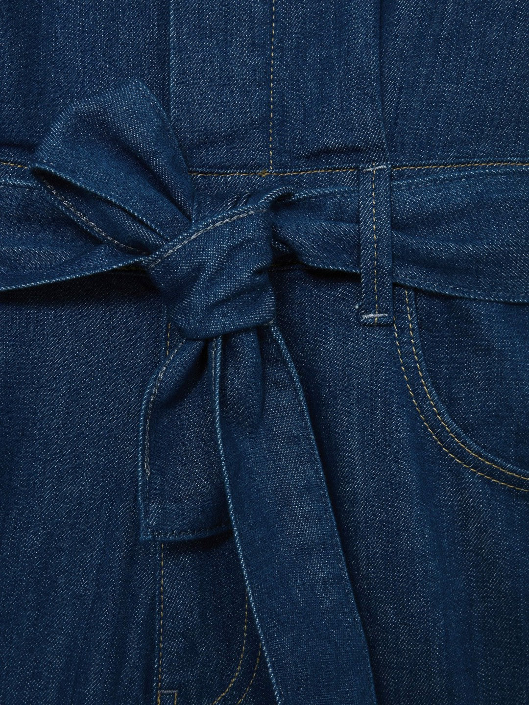 Paige Maraya Blue Wide Leg Belted Denim Jumpsuit in Maraya Blue | Reiss USA