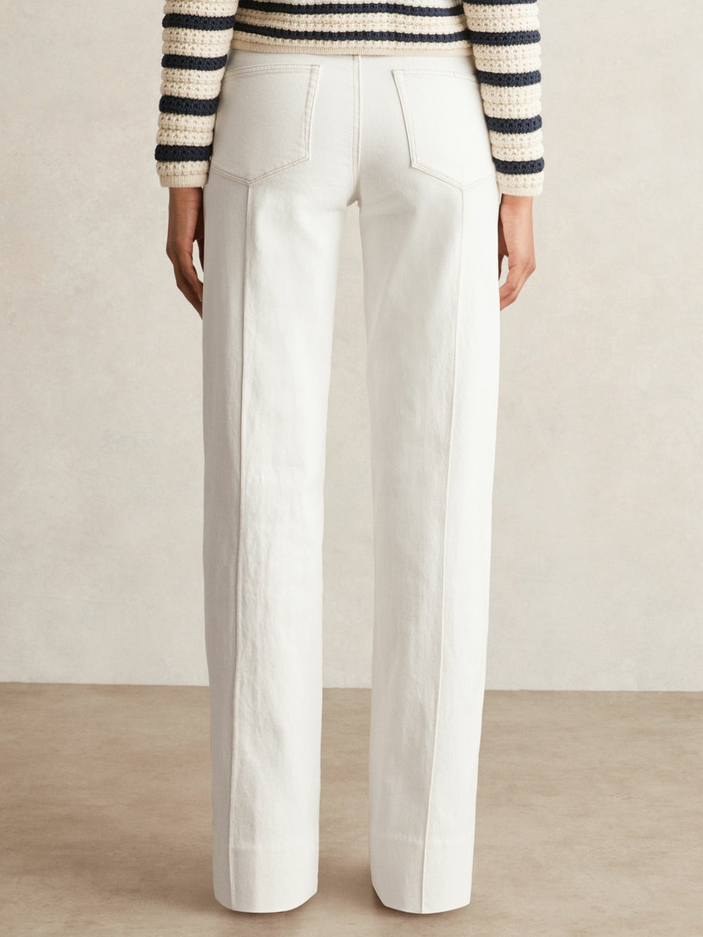 Paige Ecru Wide Leg Pintuck Jeans in Ecru | Reiss For Sale