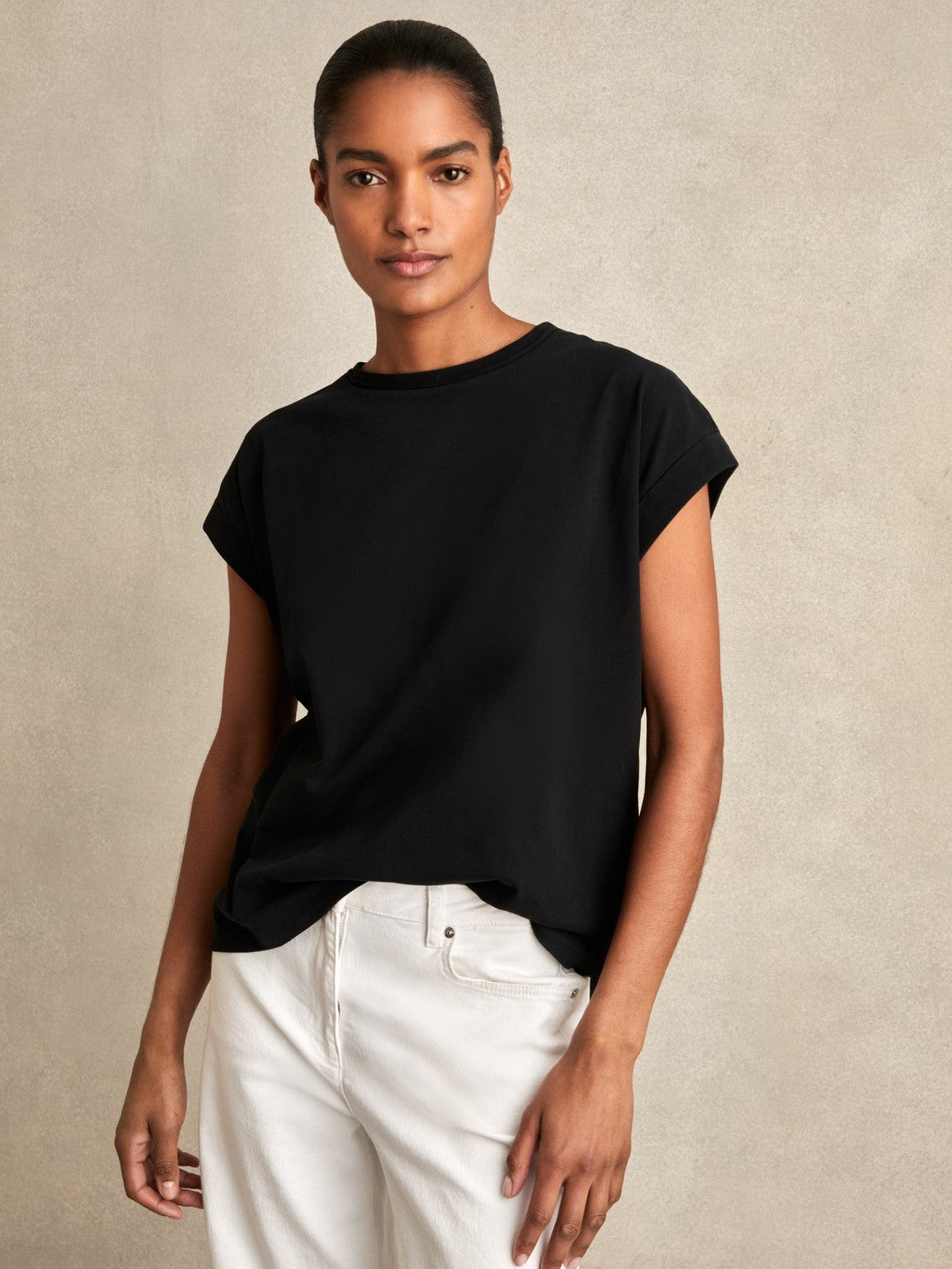 Brushed-Cotton Crew-Neck T-Shirt in Black | Reiss Sale