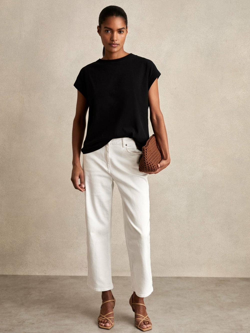 Brushed-Cotton Crew-Neck T-Shirt in Black | Reiss Sale