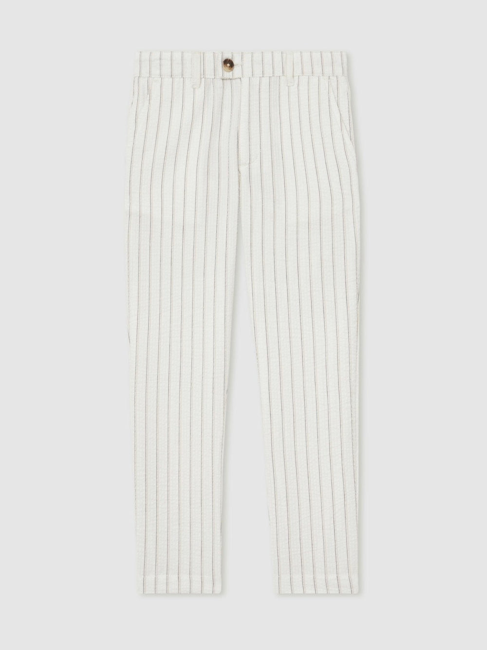 9-13 yrs Cotton Pinstripe Trousers Regular-Fit in Off White/Taupe Brown | Reiss Sale