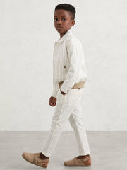 3-9 yrs Cotton Pinstripe Trousers Regular-Fit in Off White/Taupe Brown | Reiss Near Me