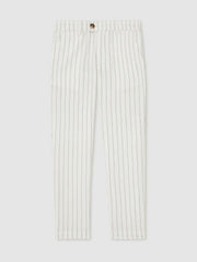 3-9 yrs Cotton Pinstripe Trousers Regular-Fit in Off White/Taupe Brown | Reiss Near Me