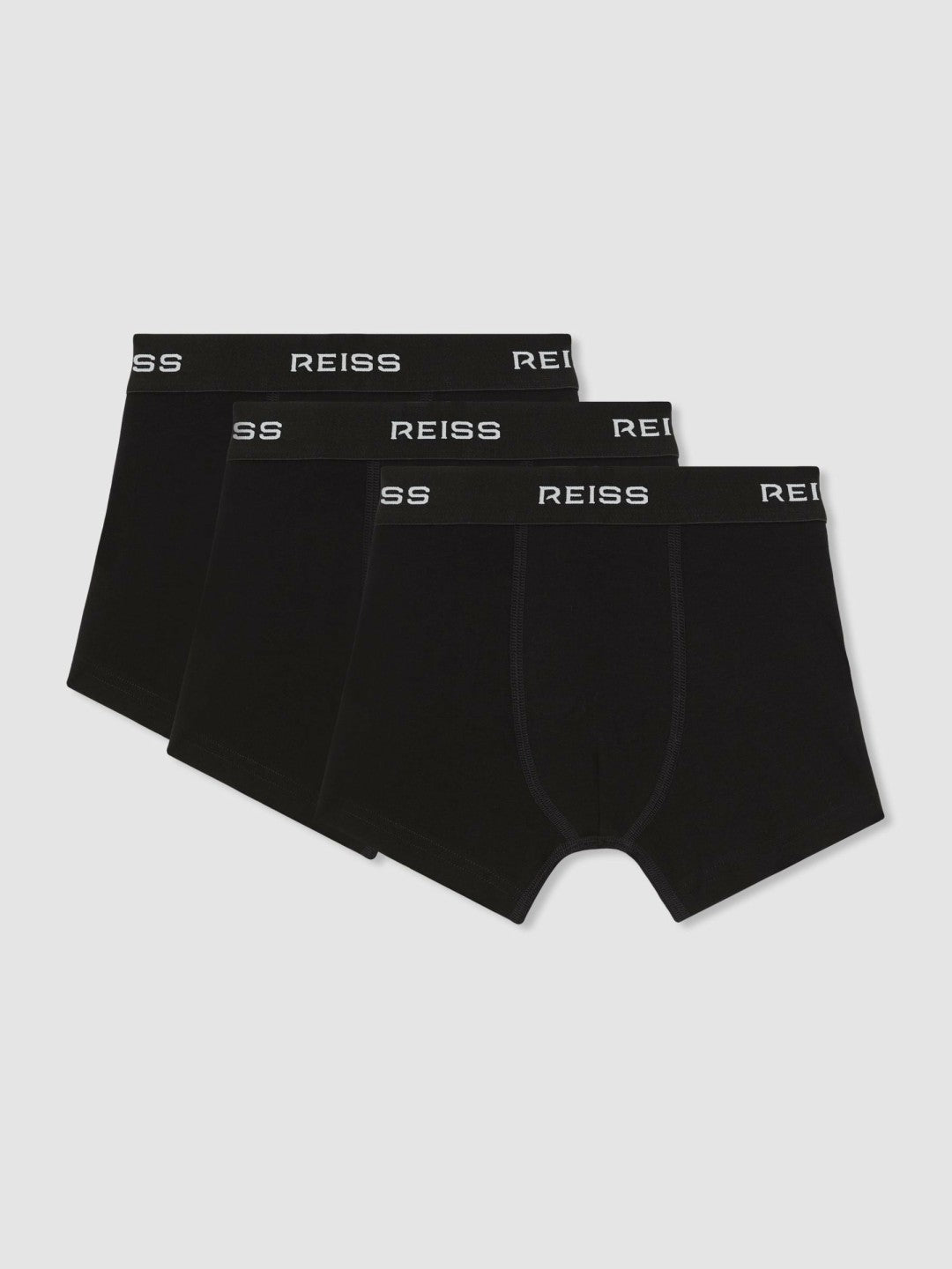 3-9 yrs Stretch-Cotton Logo-Waistband Boxer Shorts 3 Pack in Black | Reiss Sale