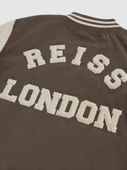 3-9 yrs Colour-Block Varsity Bomber Jacket in Mink Brown/Off White | Reiss Sale