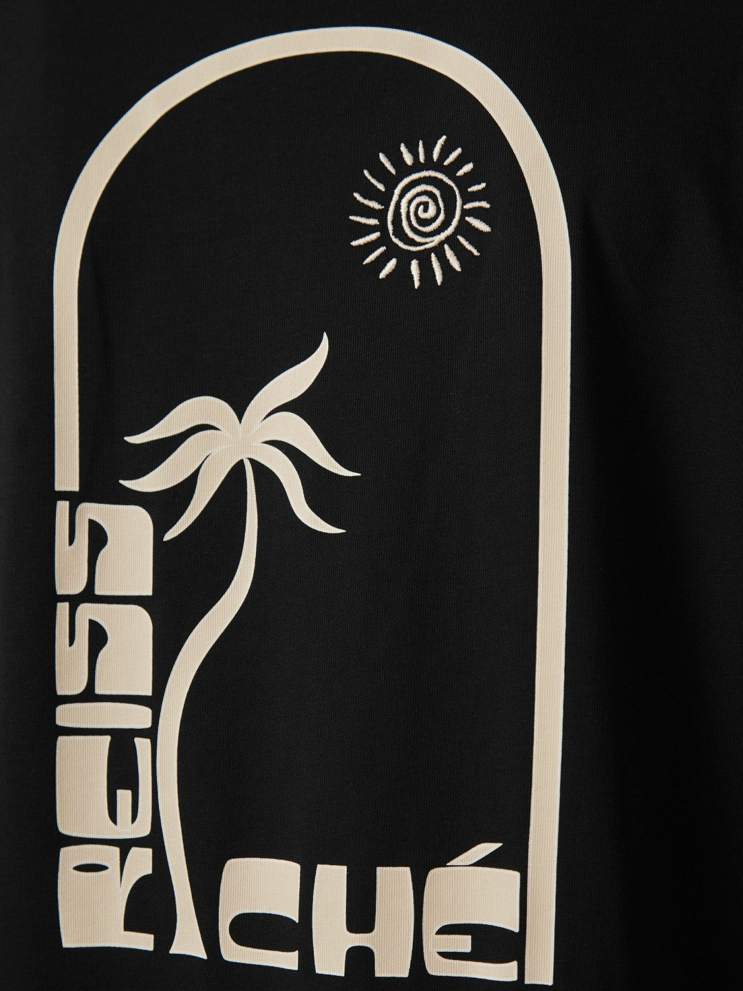 | Ché Cotton Palm-Print T-Shirt in Black | Reiss USA