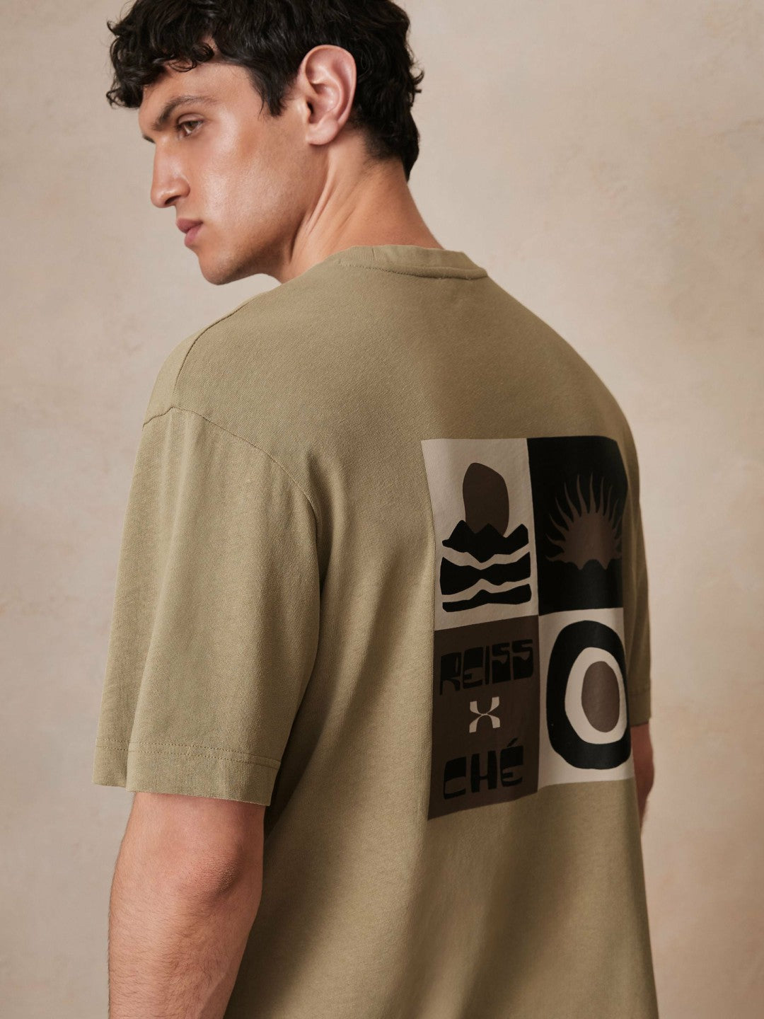 | Ché Cotton-Linen Sunset T-Shirt in Sage Green | Reiss Onsale