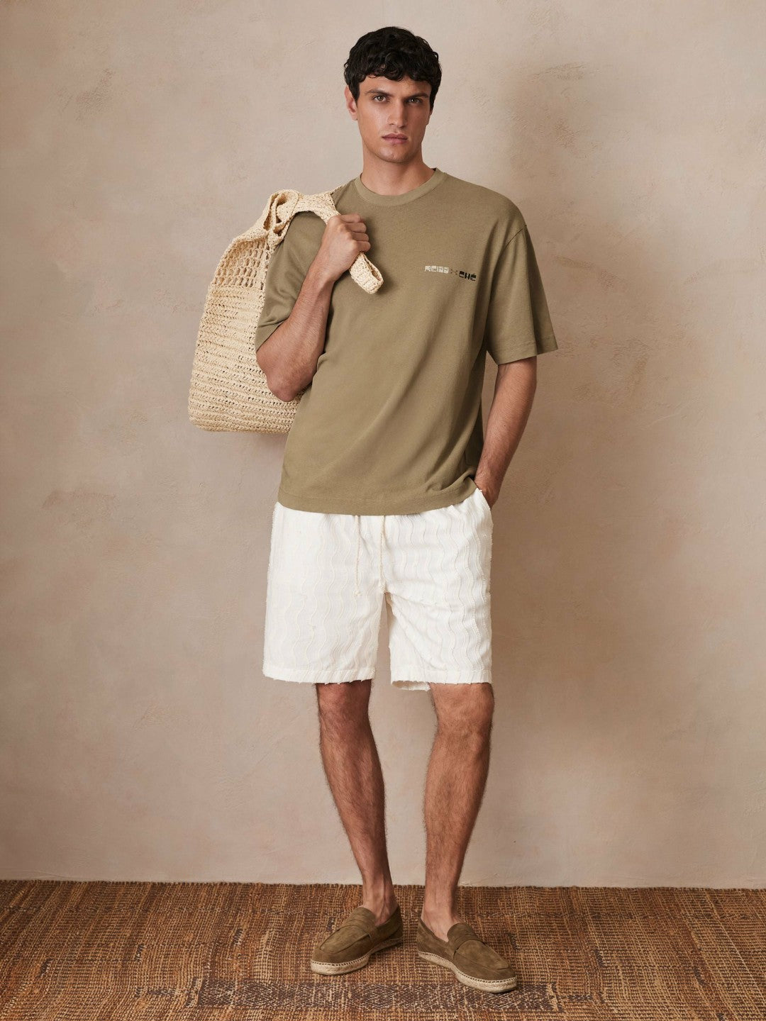 | Ché Cotton-Linen Sunset T-Shirt in Sage Green | Reiss Onsale