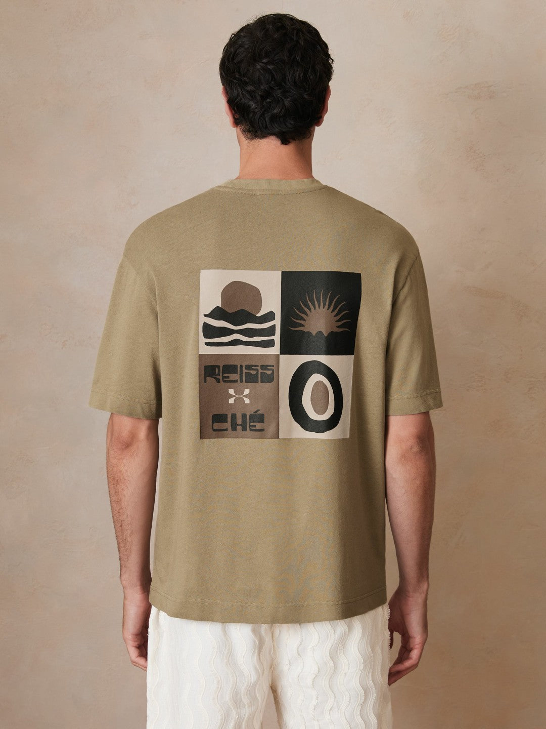 | Ché Cotton-Linen Sunset T-Shirt in Sage Green | Reiss Onsale