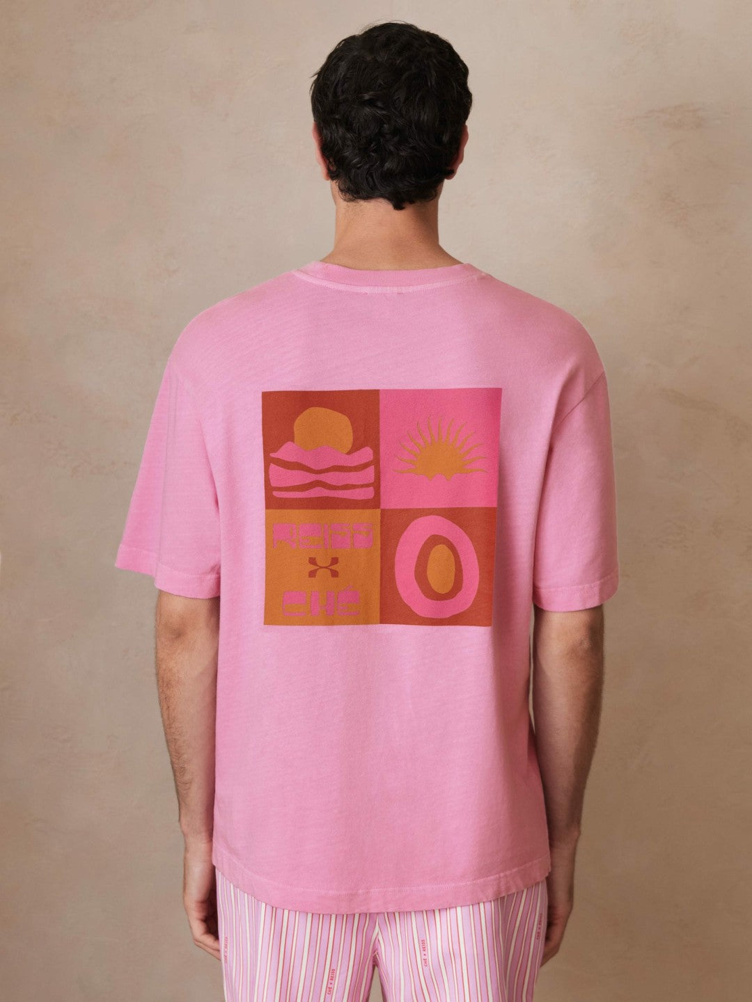 | Ché Cotton-Linen Sunset T-Shirt in Pink | Reiss Near Me