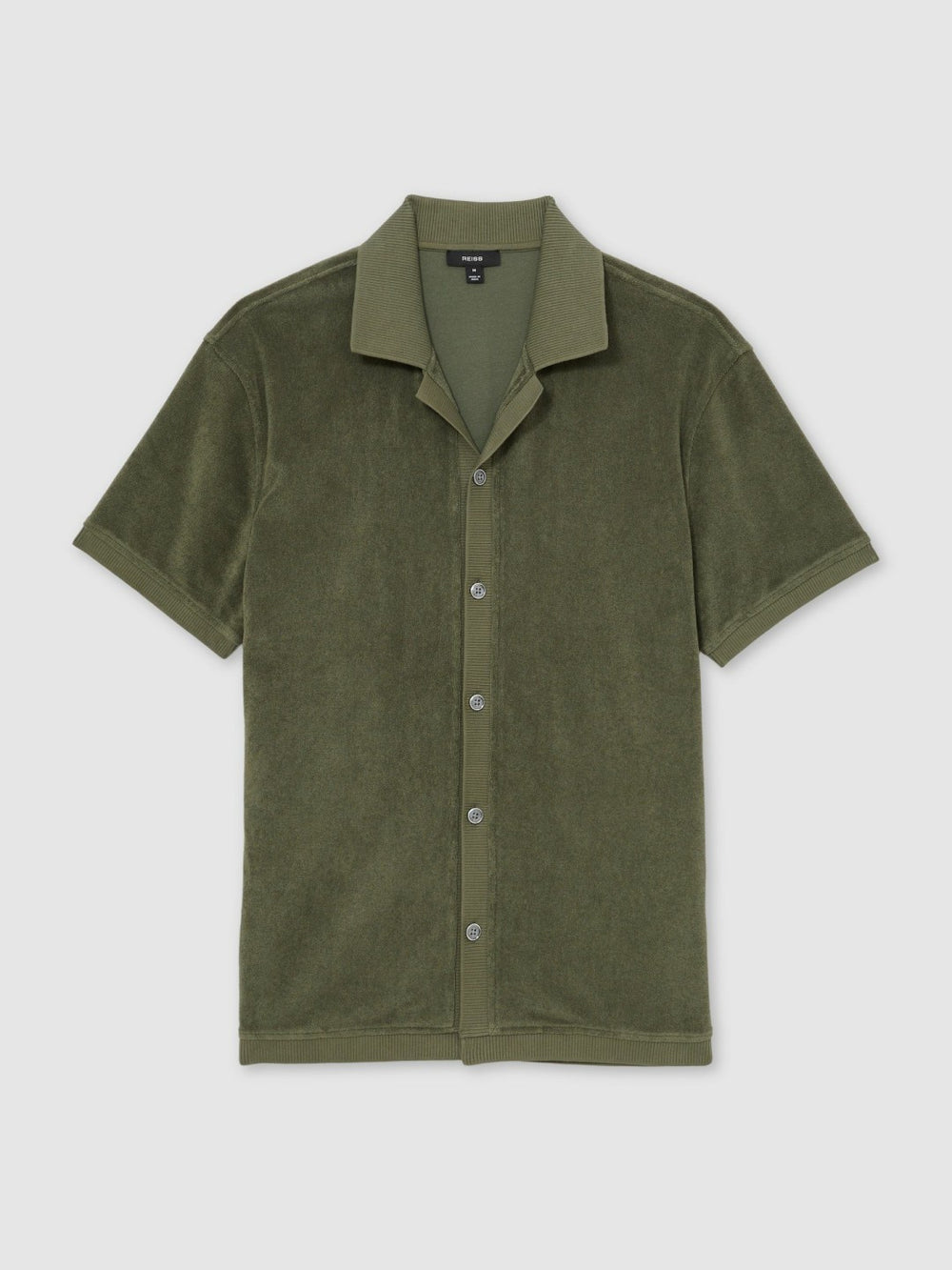 Cotton Blend Towelling Shirt in Green | Reiss Sale