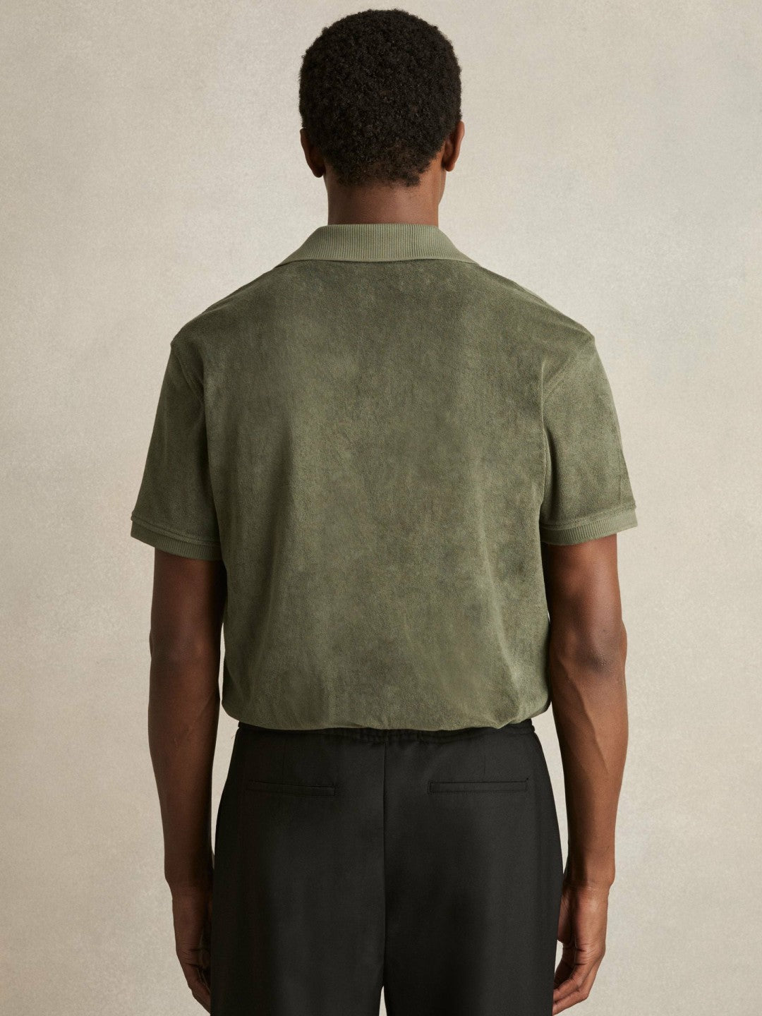 Cotton Blend Towelling Shirt in Green | Reiss Sale