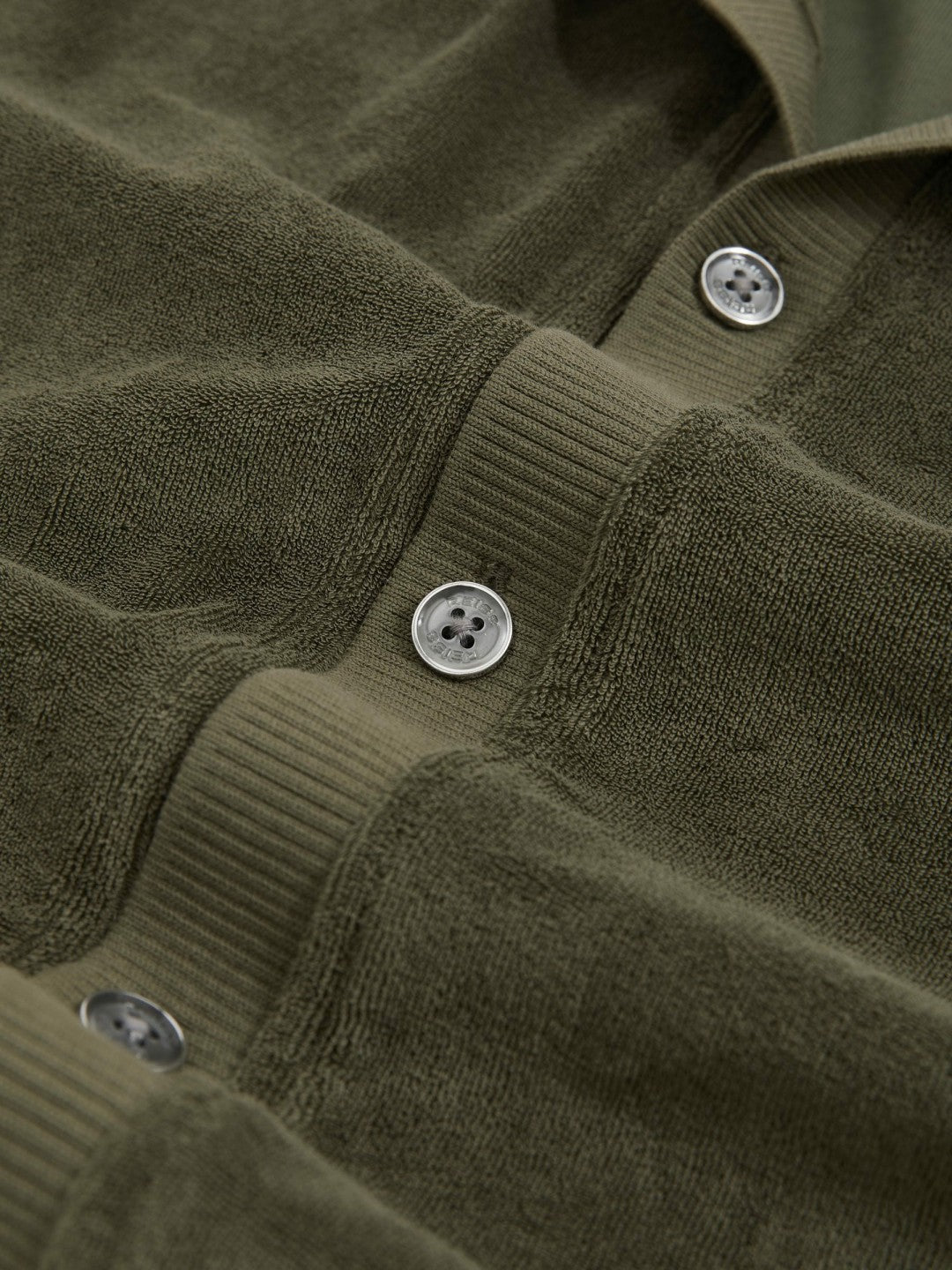 Cotton Blend Towelling Shirt in Green | Reiss Sale