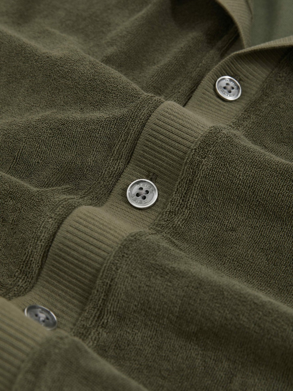 Cotton Blend Towelling Shirt in Green | Reiss Sale