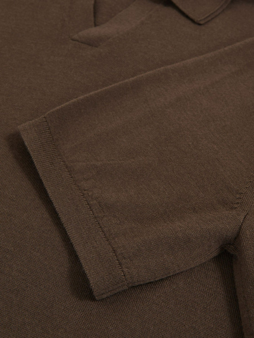 Merino Wool Open Collar Polo Shirt in Chocolate Brown | Reiss USA