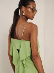 Ruffle-Detail Midi Dress in Green | Reiss Discount