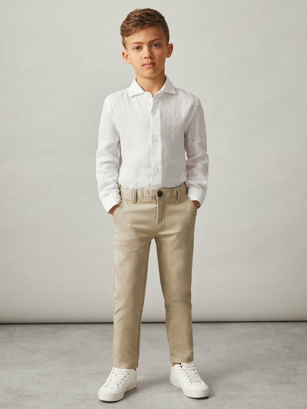 9-13 yrs Slim Fit Casual Chinos in Stone | Reiss Discount