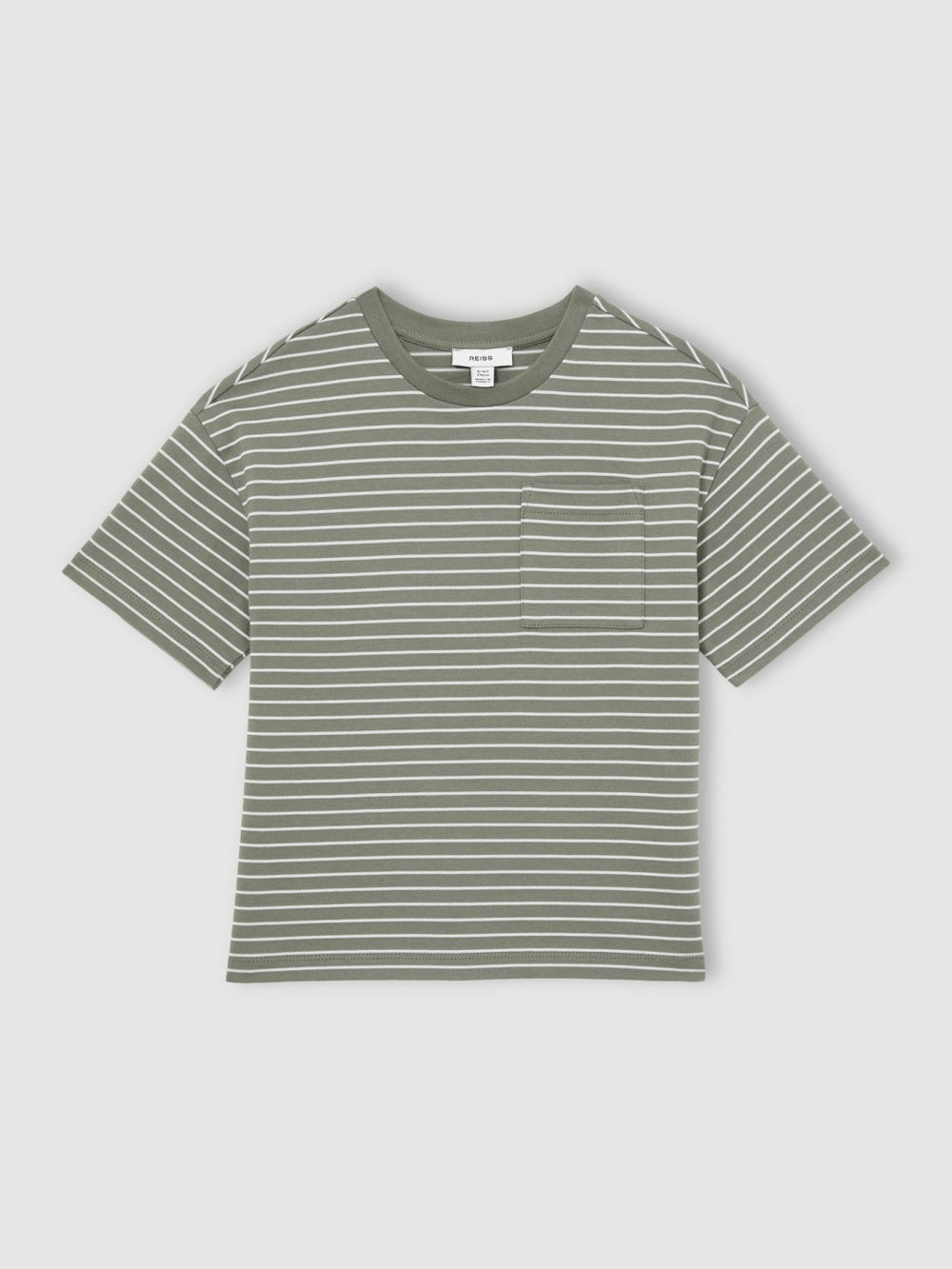 3-9 yrs Cotton-Blend Stripe T-Shirt in Sage/White | Reiss For Sale
