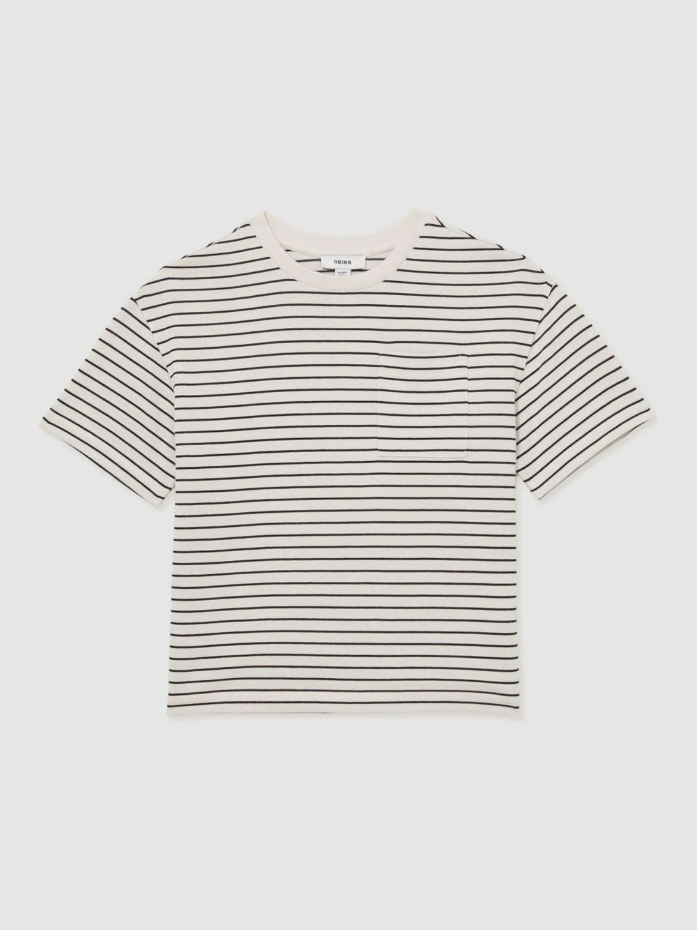 3-9 yrs Cotton-Blend Stripe T-Shirt in White/Navy | Reiss USA