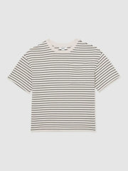 3-9 yrs Cotton-Blend Stripe T-Shirt in White/Navy | Reiss USA
