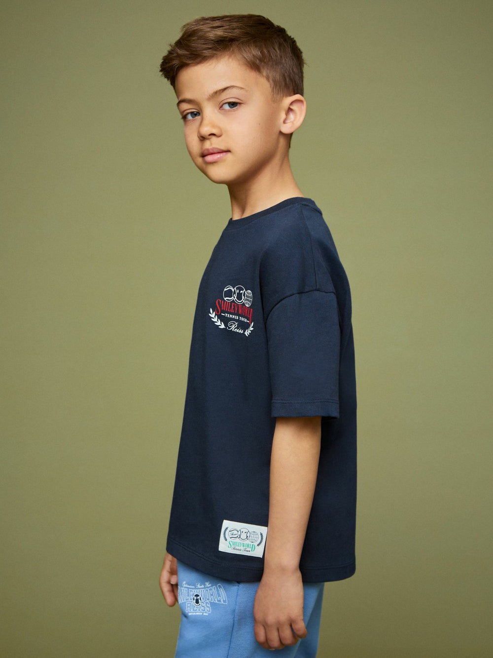 3-9 yrs SmileyWorld Oversize T-Shirt in Navy | Reiss Sale