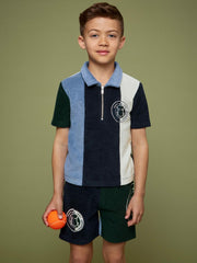 3-9 yrs SmileyWorld Towel Polo Shirt in Blue | Reiss Sale