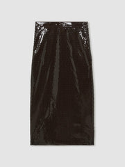 Atelier Laser-Cut Pencil Skirt in Chocolate | Reiss USA