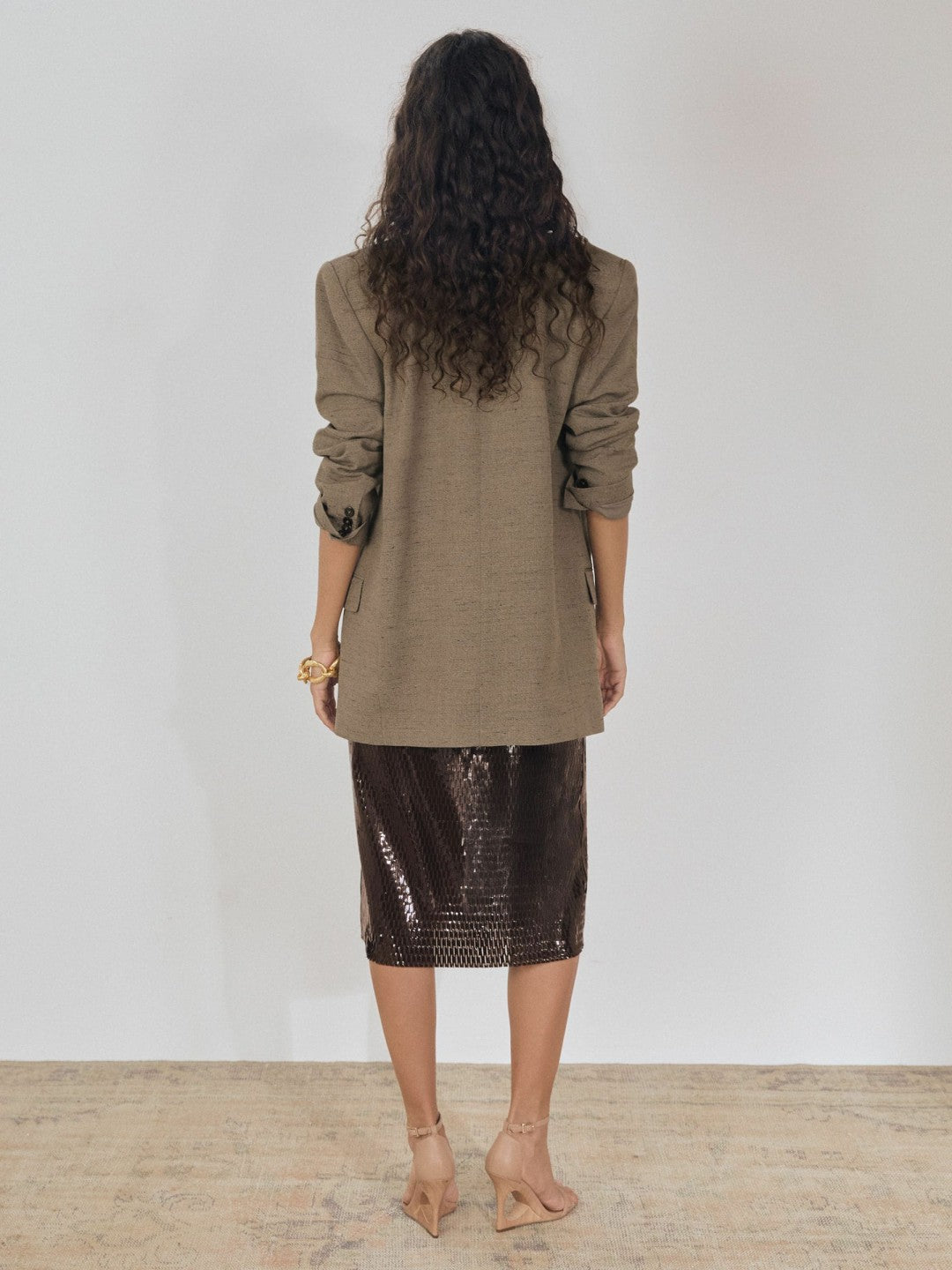Atelier Laser-Cut Pencil Skirt in Chocolate | Reiss USA