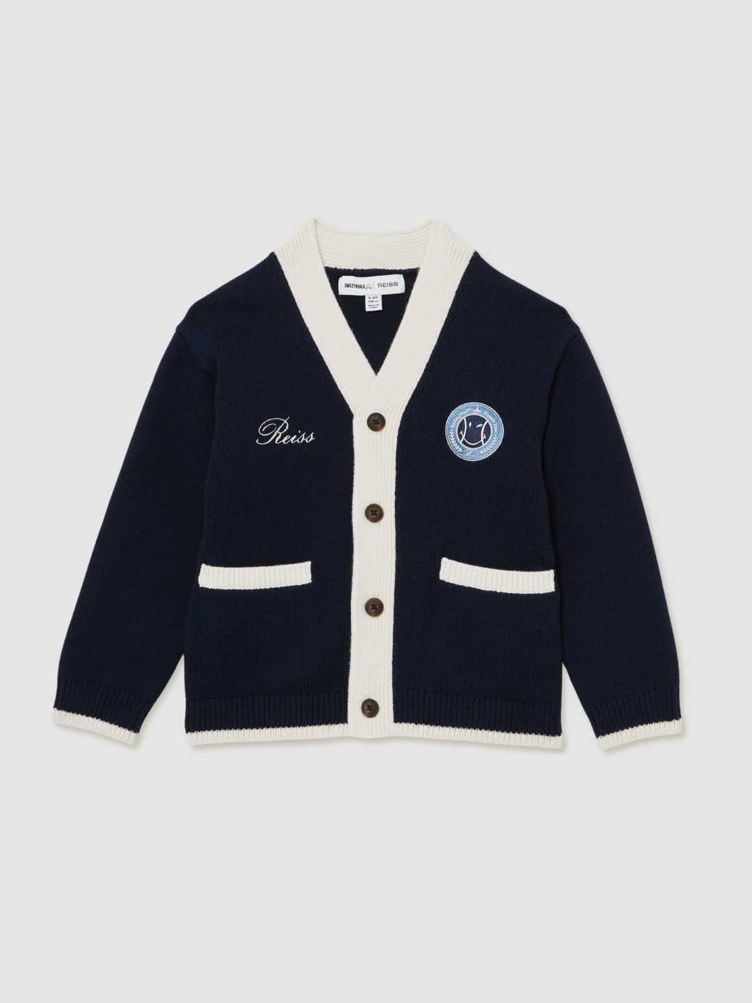 13-14 yrs SmileyWorld Logo Cardigan Unisex Fit in Off White | Reiss Near Me