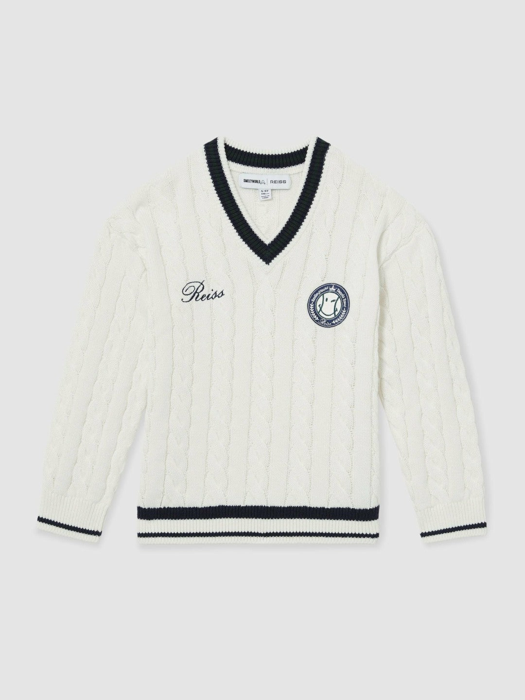 3-9 yrs SmileyWorld Cable-Knit Jumper Unisex Fit in Off White | Reiss Near Me