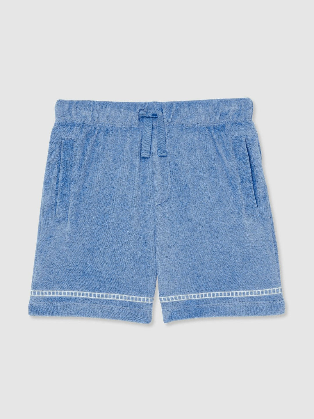 13-14 yrs Towelling Brand-Embroidered Shorts in Airforce Blue | Reiss USA