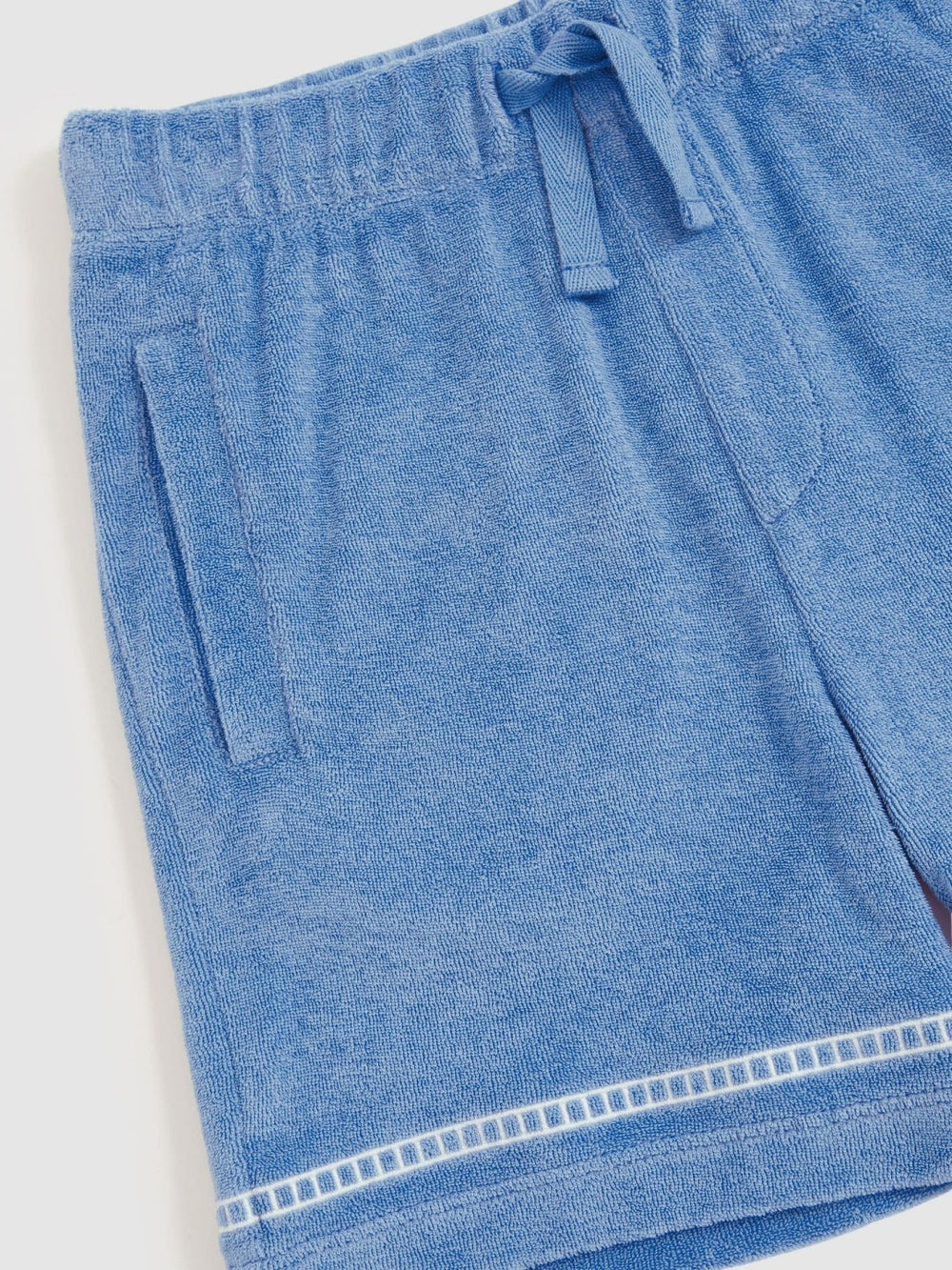 13-14 yrs Towelling Brand-Embroidered Shorts in Airforce Blue | Reiss USA